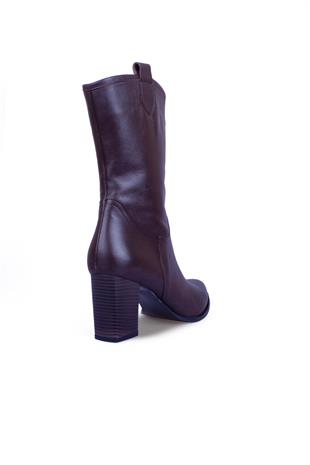 Kadın Topuklu Bot Hakiki Deri Ayakkabı 074K24K11044