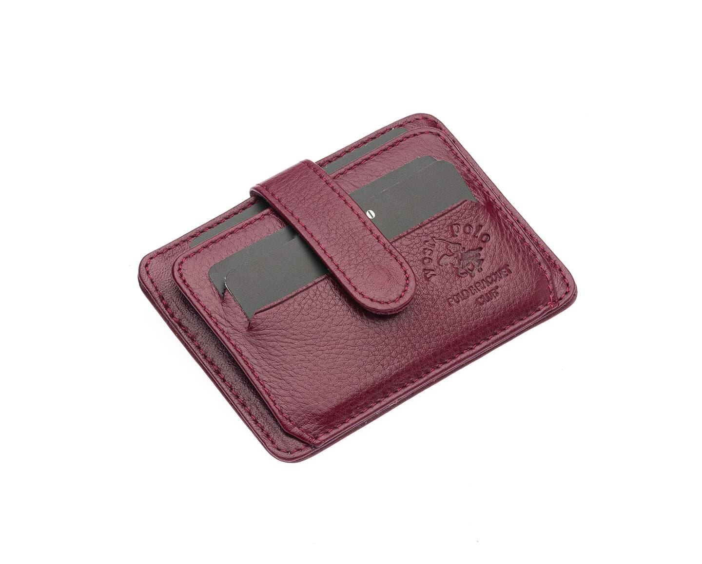 NL115-BORDOWestpolo Carpi Çok Bölmeli Unisex Hakiki Flötr Deri Kartlık - Bordo