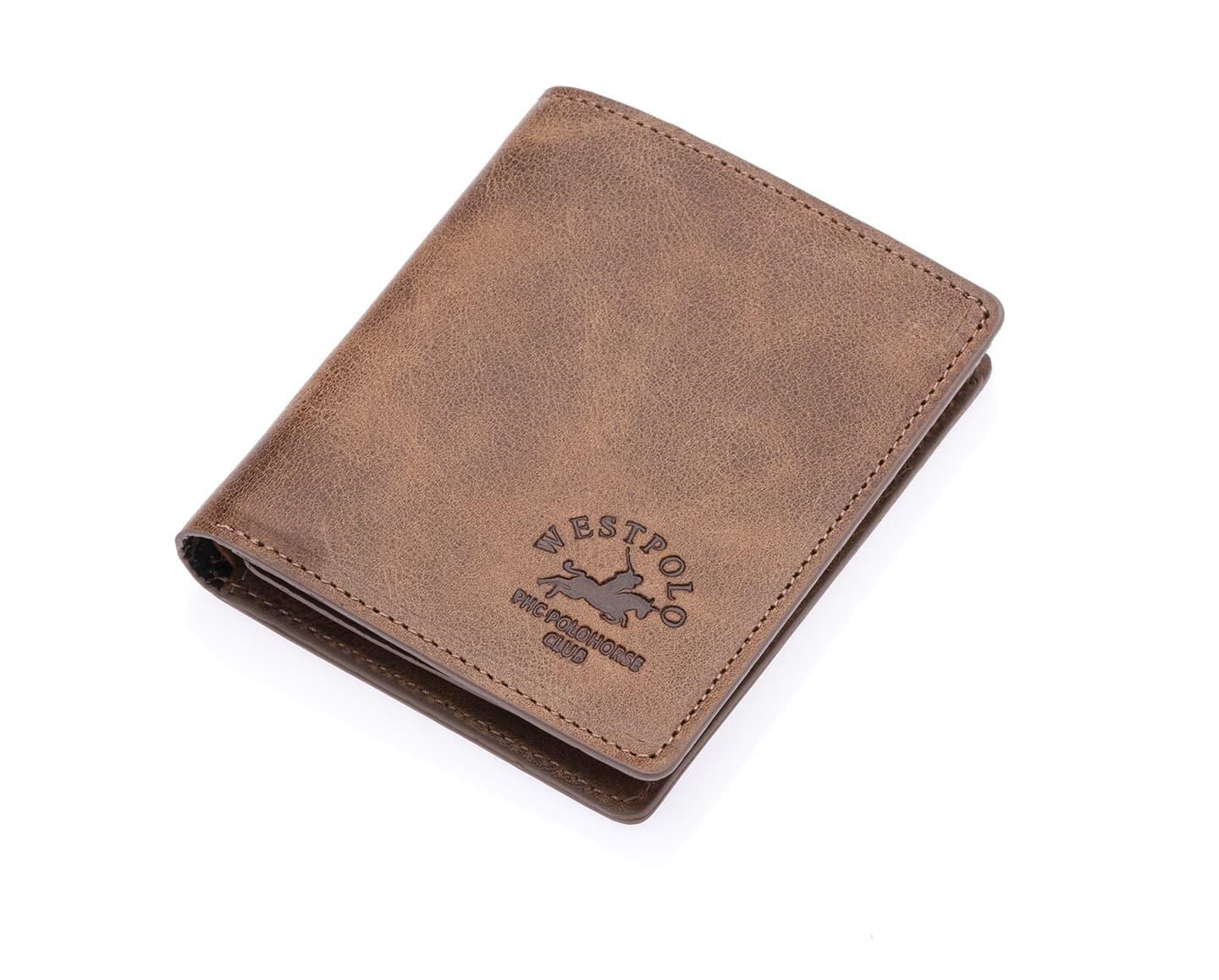 NL1590C-CAPPUCCİNOWestpolo Martini Bol Kartlık Bölmeli Unisex Crazy Eskitme Hakiki Deri Cüzdan Kartlık - Kahverengi