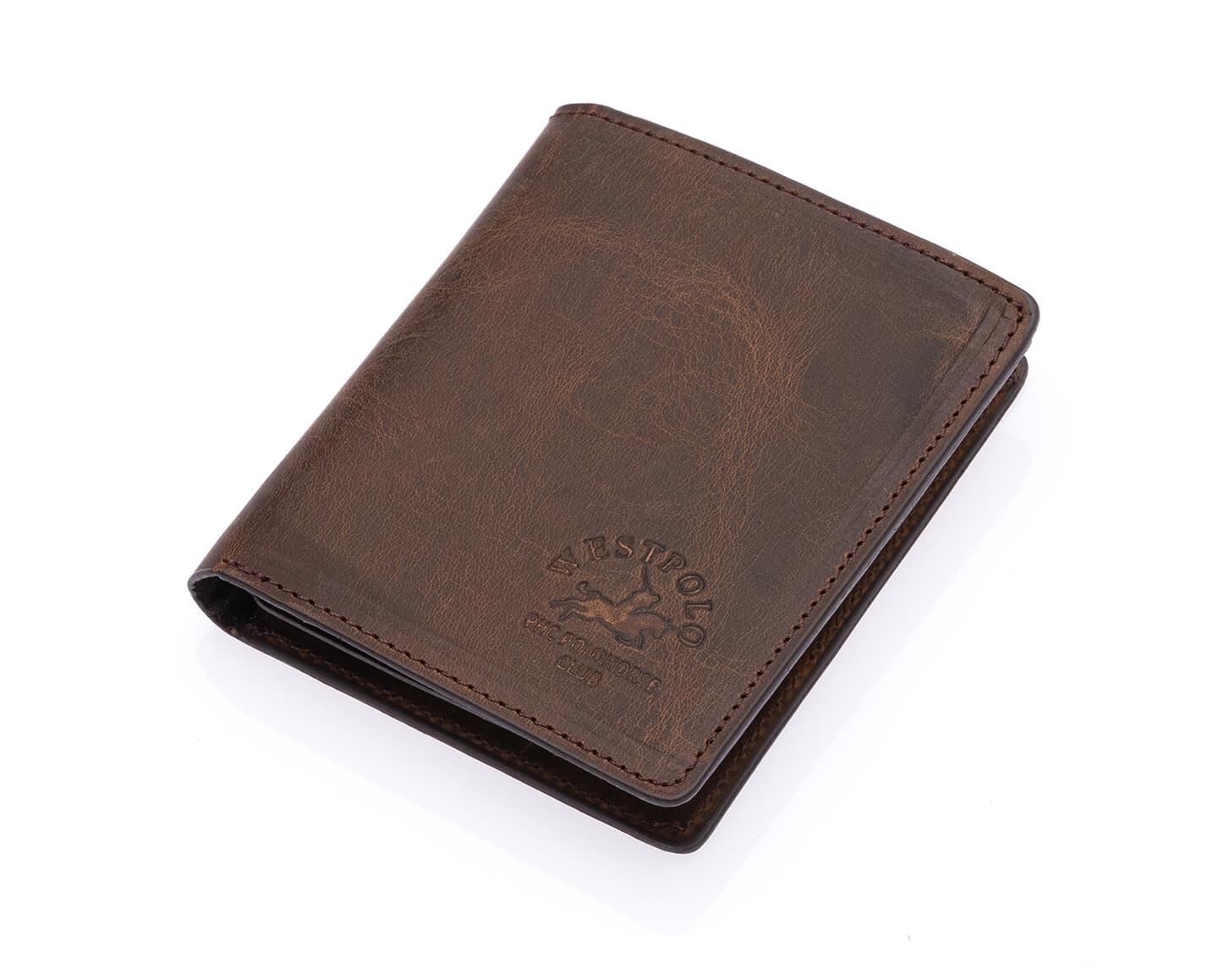 NL1590C-KOYU KAHVERENGİWestpolo Martini Bol Kartlık Bölmeli Unisex Crazy Eskitme Hakiki Deri Cüzdan Kartlık - Kahverengi