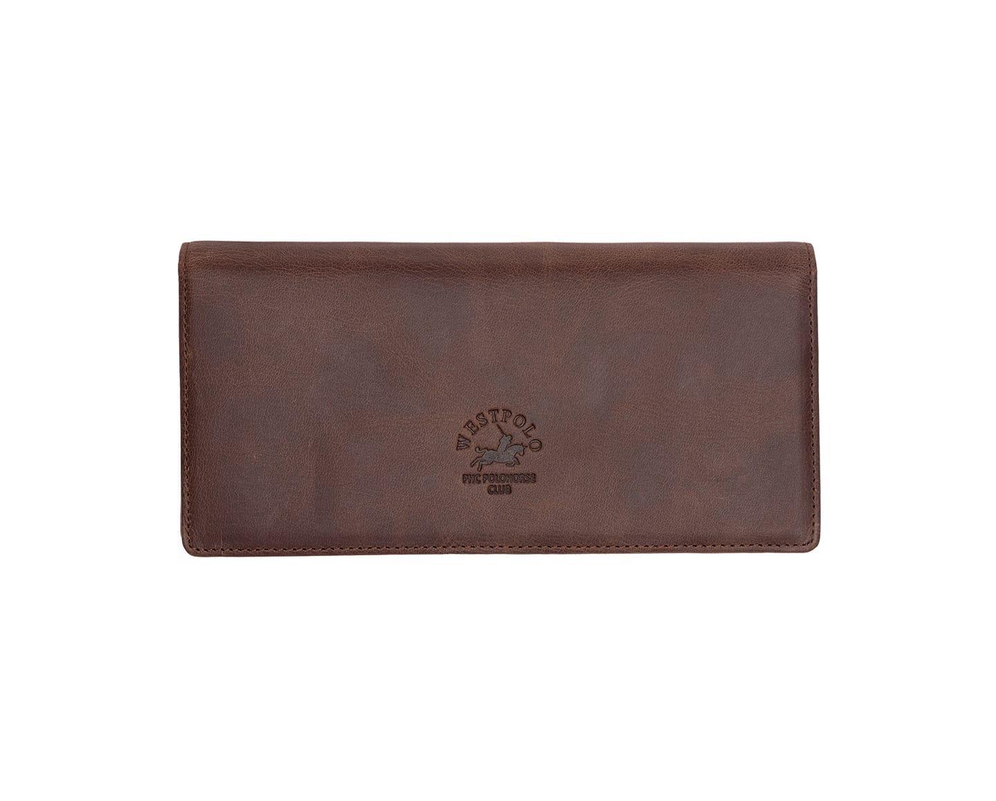 NL2724C-TİGUAN KAHVERENGİWestpolo Unisex Hakiki Eskitme Deri Telefon Bölmeli Mıknatıslı Kapaklı Uzun Cüzdan, El Portföyü