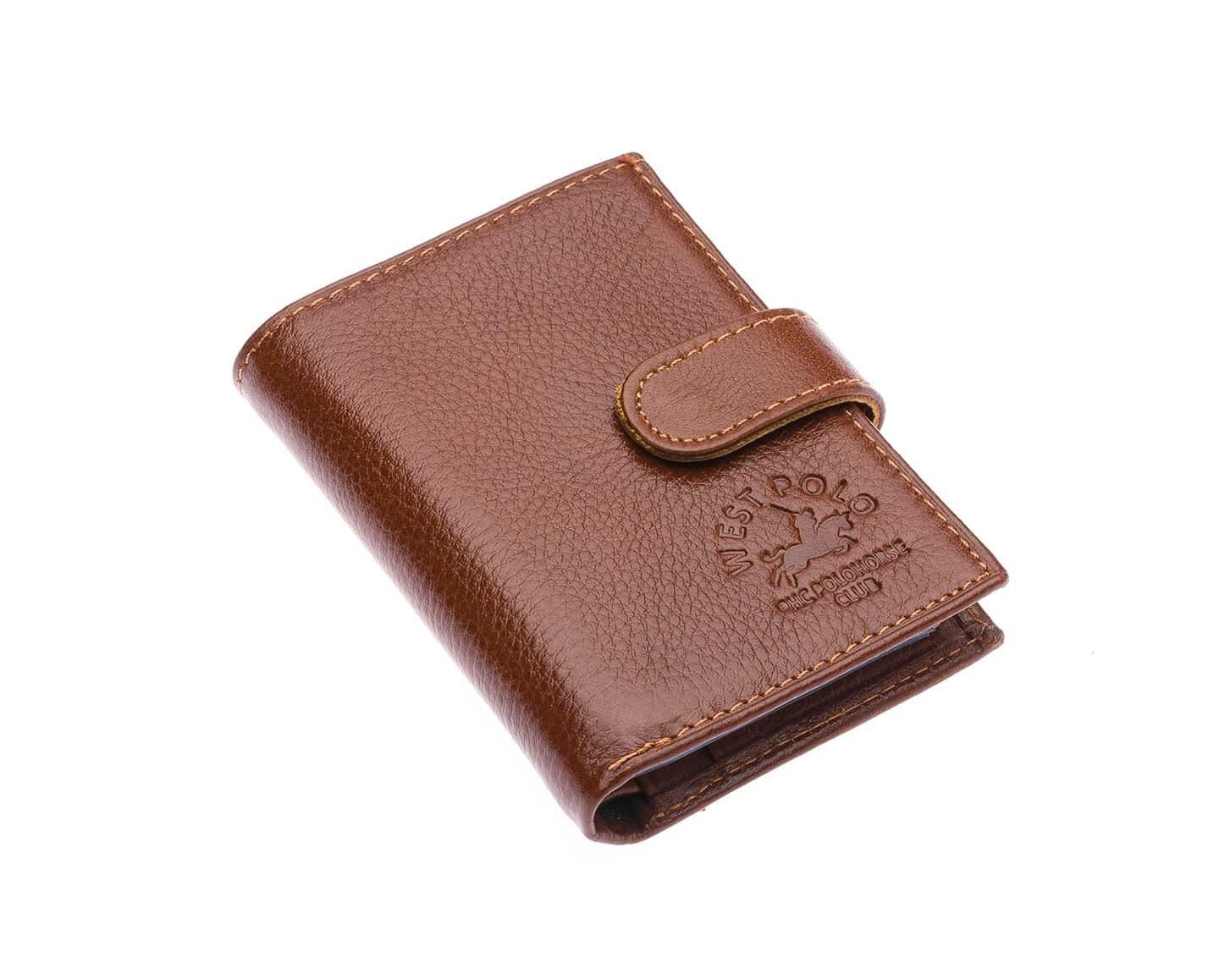 NL299-TABAWestpolo Piga Bol Şeffaf Kartlık Bölmeli Unisex Hakiki Deri Cüzdan - Taba