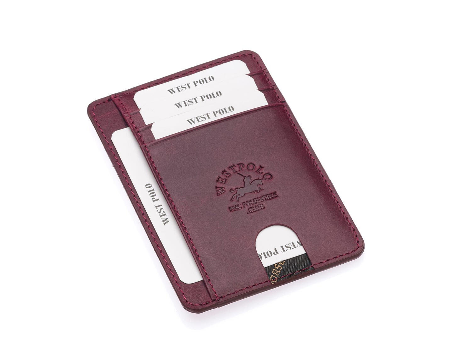 NL358C-BORDOWestpolo Haris Kağıt Para Bölmeli Hakiki Eskitme Deri Unisex Kartlık - Bordo