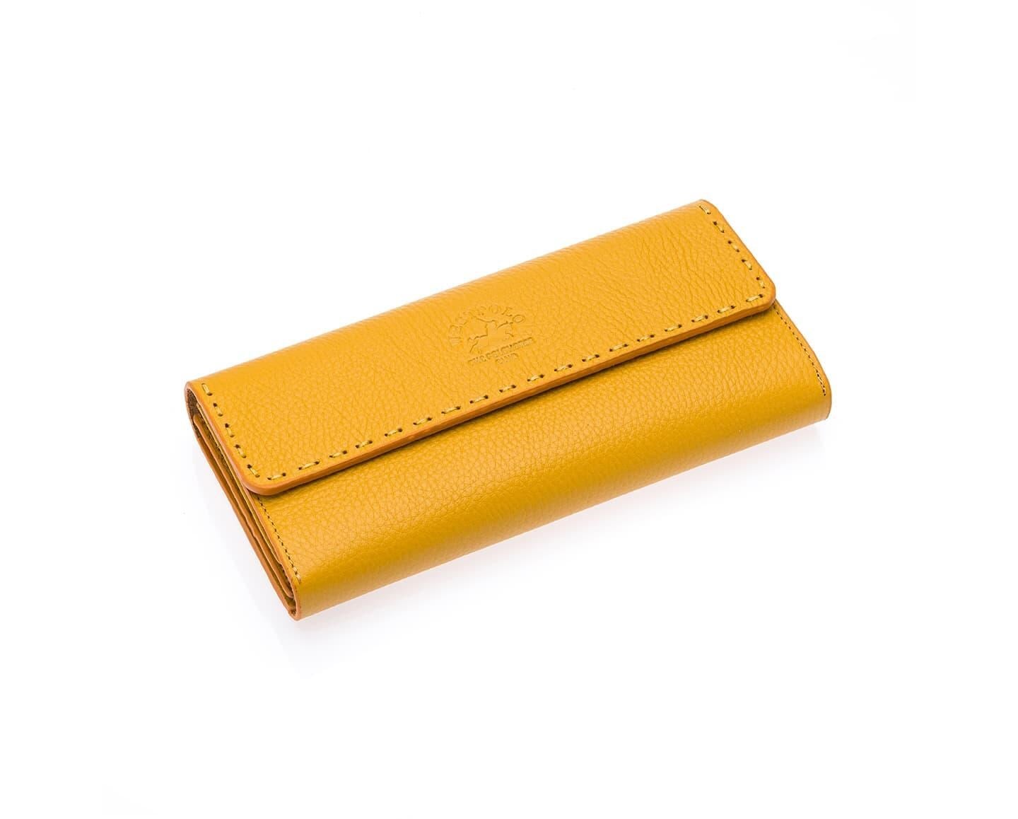 NL443-SARIWestpolo Malone Unisex Hakiki Deri Telefon Bölmeli El Portföyü Cüzdan - Sarı