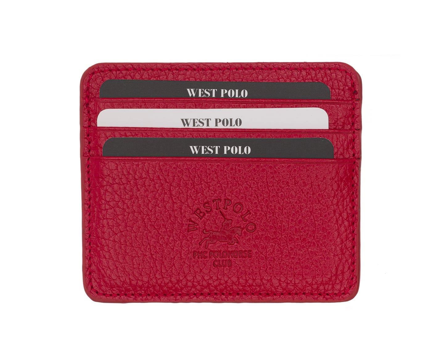 NL49-KIRMIZIWestpolo Unisex Süper Slim Para Bölmeli Hakiki Deri İnce Kredi Kartlık & Kartvizitlik Cüzdan 6 Bölmeli-Kırmızı