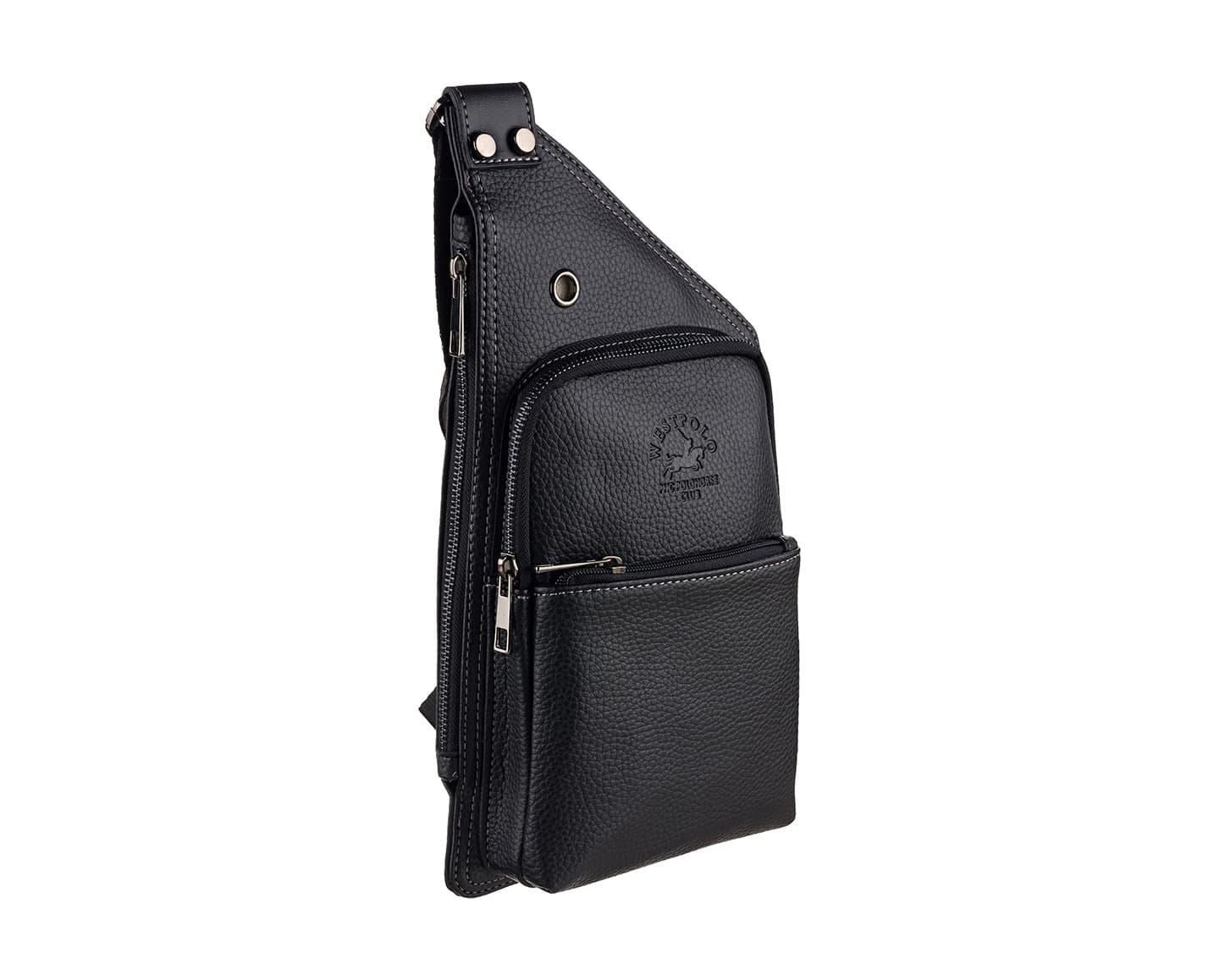 NL5014-SİYAHWestpolo Çok Bölmeli Deri Erkek Omuz ve Göğüs Çantası Body Bag - Siyah