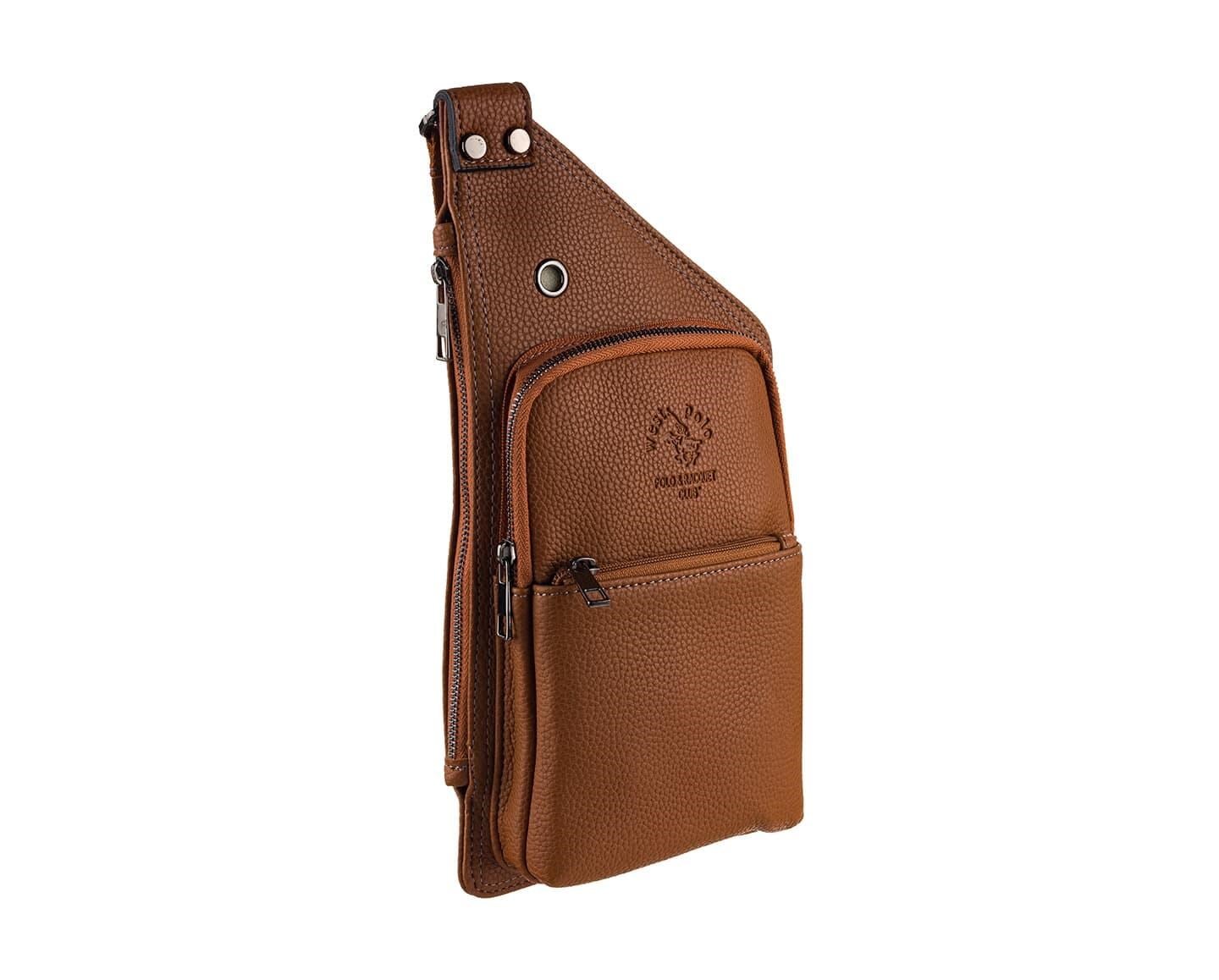 NL5014-TABAWestpolo Çok Bölmeli Deri Erkek Omuz ve Göğüs Çantası Body Bag - Taba