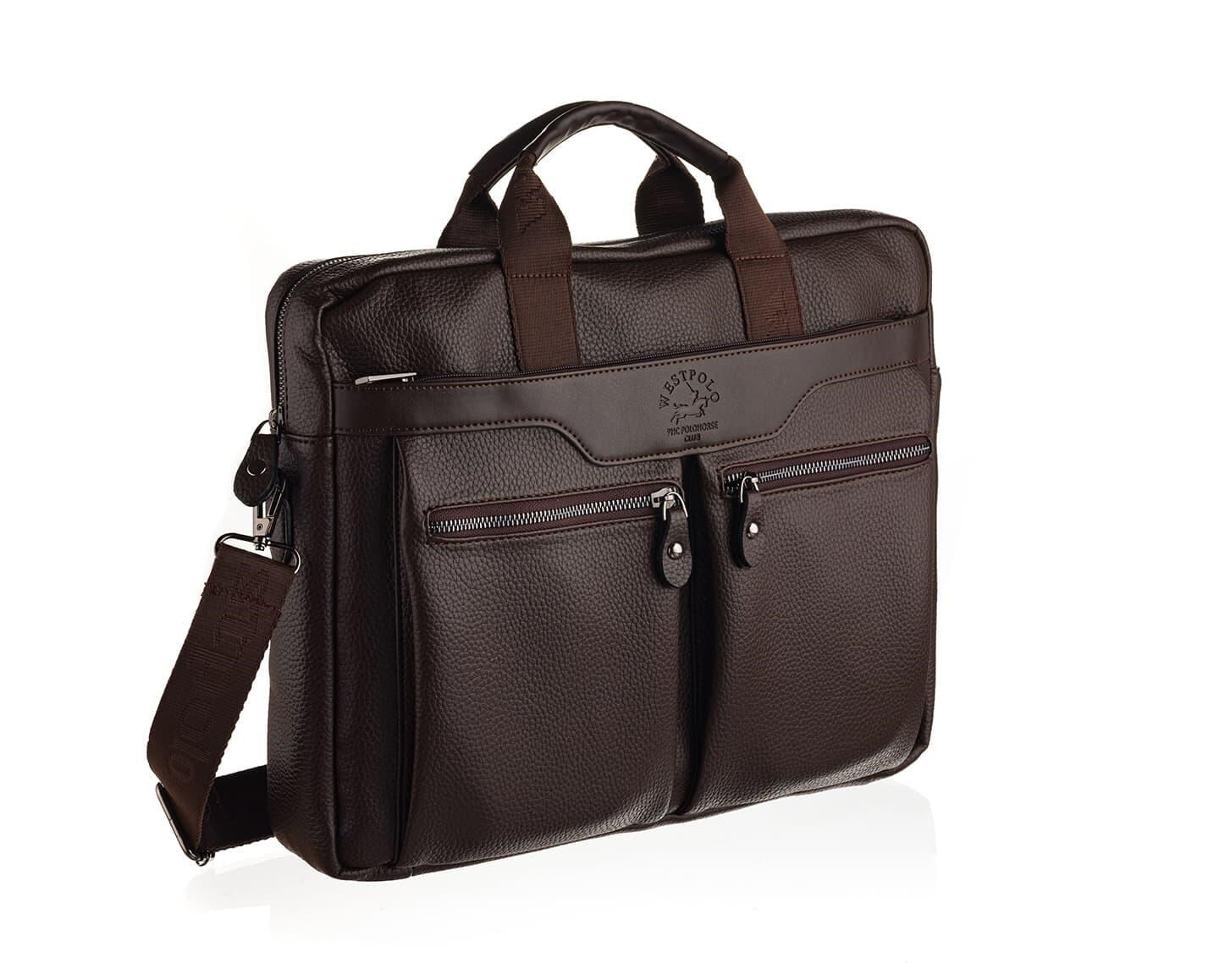 NL6008-KAHVERENGİWestpolo Suya Dayanıklı Deri Erkek Evrak ve Laptop Çantası (15.6 inc) - Kahverengi