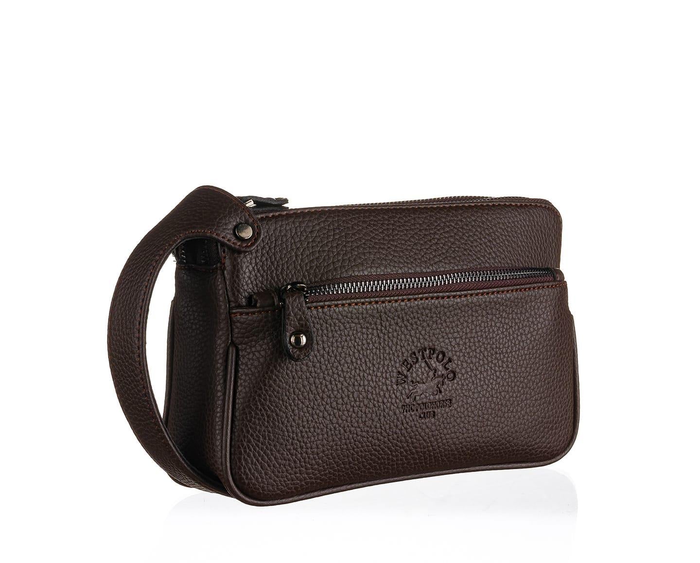 NL6054-KAHVERENGİWestpolo Unisex Suya Dayanıklı El Çantası Portföy-Kahverengi