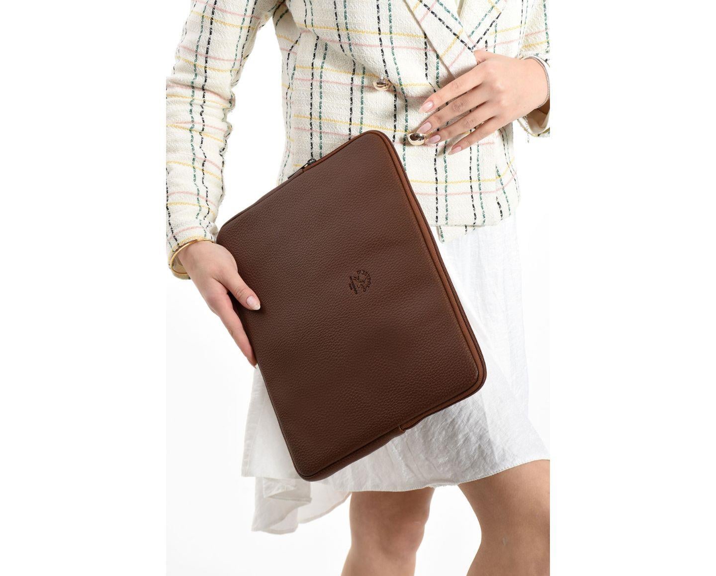 NL6077-FINDIKWestpolo Vegan Deri Unisex Macbook Çantası - Fındık