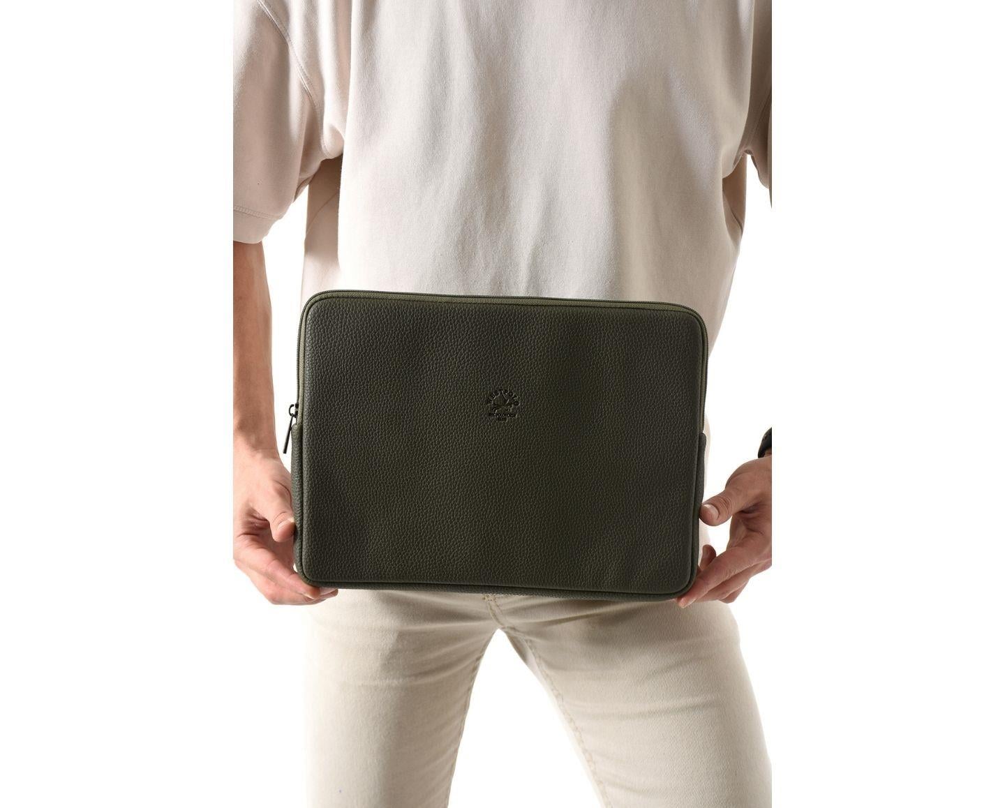 NL6077-HAKİWestpolo Vegan Deri Unisex Macbook Çantası - Haki