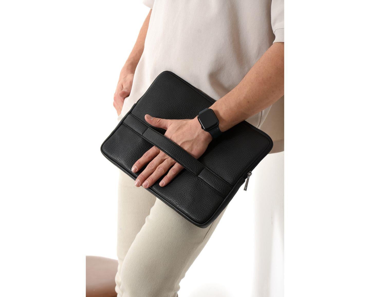 NL6077-SİYAHWestpolo Vegan Deri Unisex Macbook Çantası - Siyah