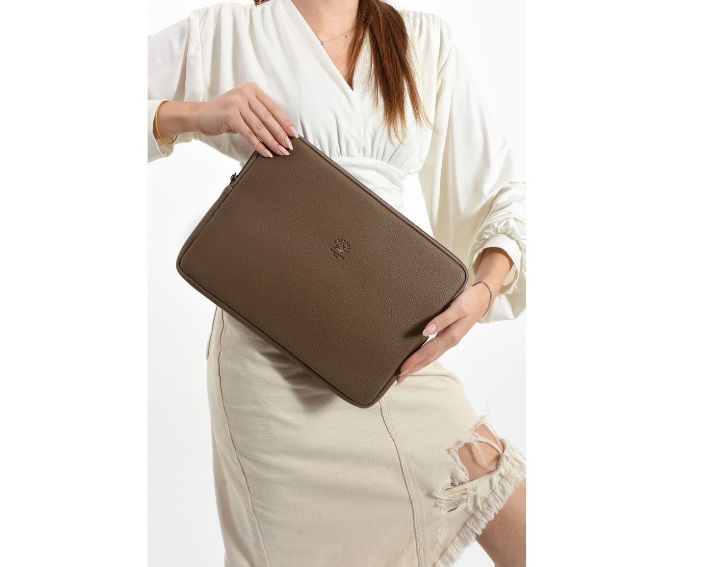 NL6077-VİZONWestpolo Vegan Deri Unisex Macbook Çantası - Vizon