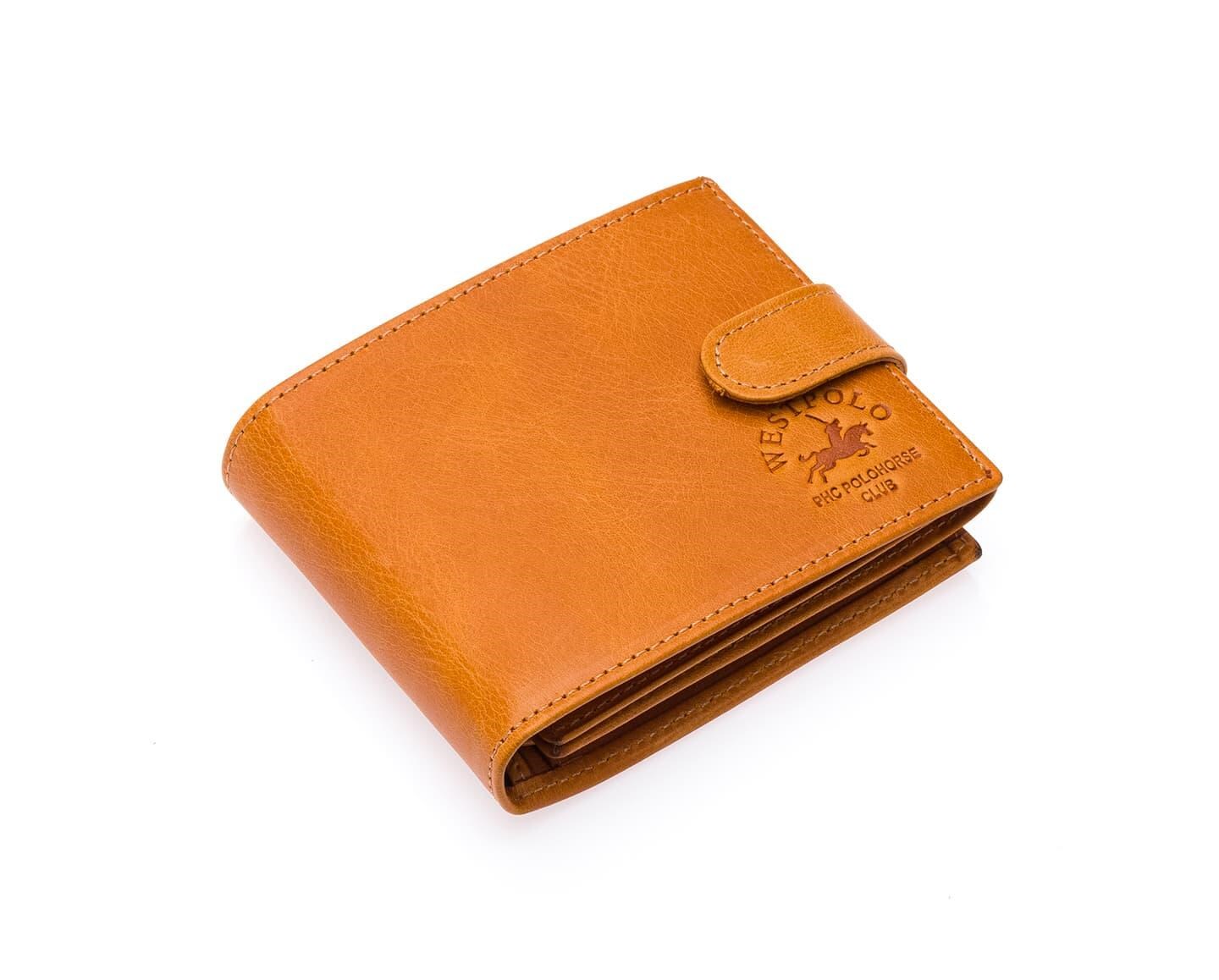 NL61PC-CAMELWestpolo Hakiki Eskitme Deri Bozuk Para Bölmeli Erkek Cüzdan - Taba