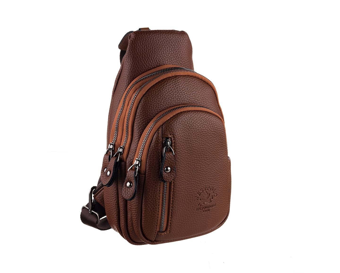 NL7014-TABAWestpolo Tek Omuz Askılı, Fermuarlı Çok Bölmeli Erkek Sırt ve Göğüs Çantası Body Bag - Taba