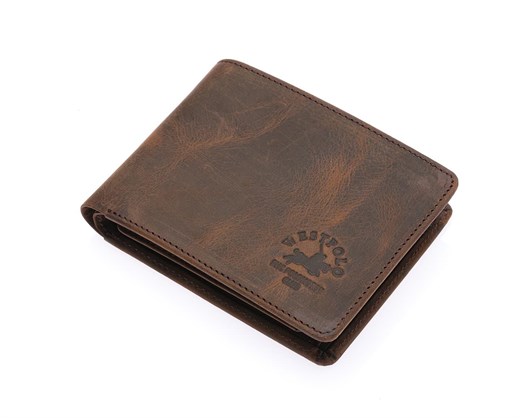 NL1544C-KOYU KAHVERENGİWestpolo Cosmo Hakiki Deri Bozuk Para Bölmeli Unisex Vintage Cüzdan - Kahverengi