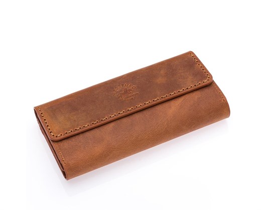 NL443C-KOYU TABAWestpolo Malone Unisex Hakiki Eskitme Deri Telefon Bölmeli El Portföyü Cüzdan - Taba