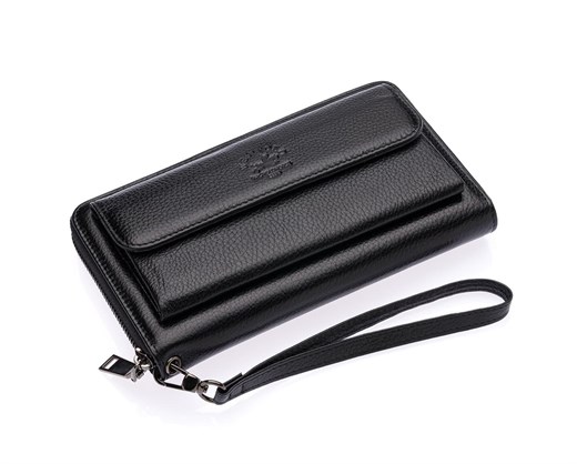 NL7080-SİYAHWestpolo Daisy Unisex Hakiki Deri Telefon Bölmeli Uzun Cüzdan, El Portföyü - Siyah