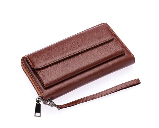 NL7080-TABAWestpolo Daisy Unisex Hakiki Deri Telefon Bölmeli Uzun Cüzdan, El Portföyü - Taba