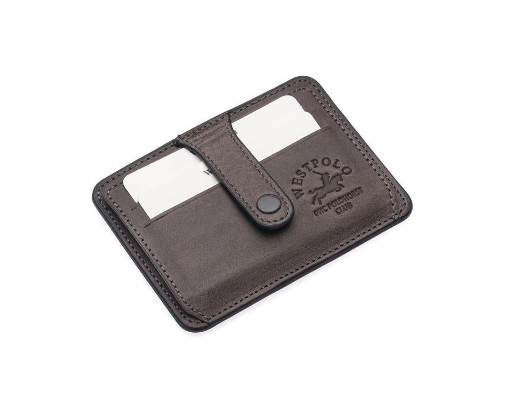 NL115C-GRİWestpolo Carpi Kağıt Para Bölmeli Unisex Crazy Eskitme Hakiki Deri Kartlık - Gri