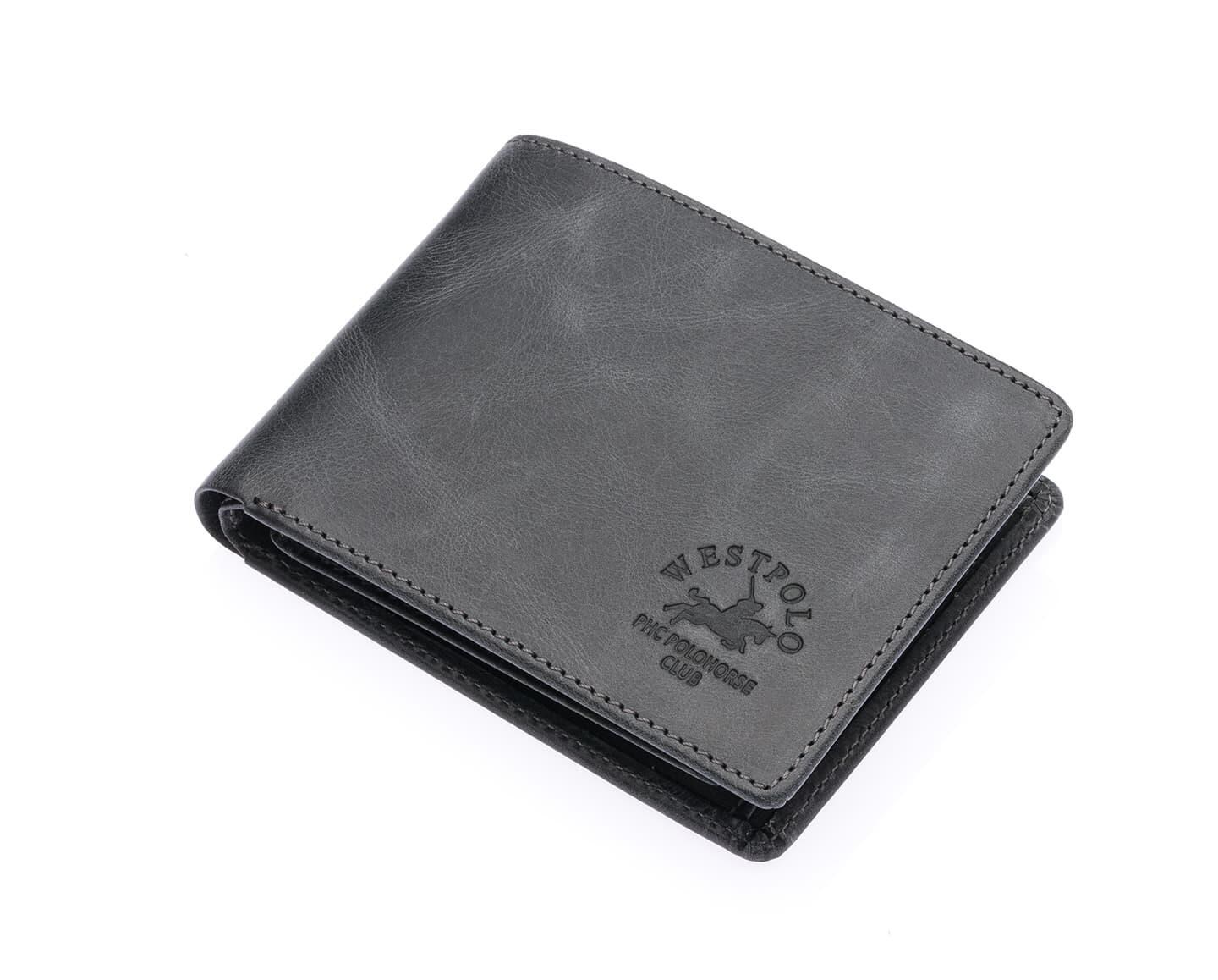 NL1544C-ANTRASİTWestpolo Cosmo Hakiki Deri Bozuk Para Bölmeli Unisex Vintage Cüzdan - Antrasit