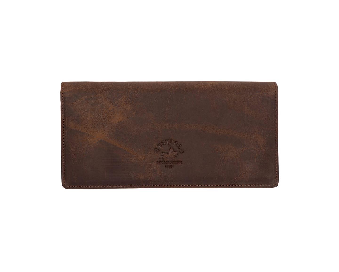 NL2724C-G6KAHVERENGİWestpolo Unisex Hakiki Eskitme Deri Telefon Bölmeli Mıknatıslı Kapaklı Uzun Cüzdan, El Portföyü