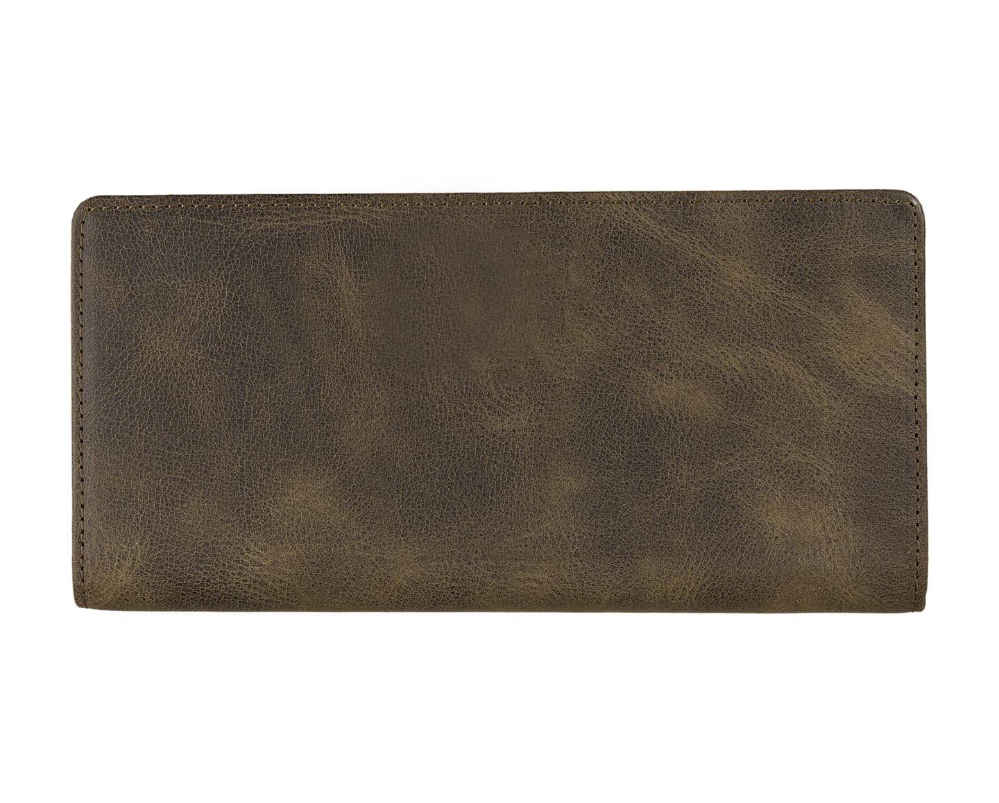 NL2724ISIM-CRAZY HAKİWestpolo Unisex Hakiki Eskitme Deri Telefon Bölmeli El Portföyü Cüzdan Kartlık - Haki