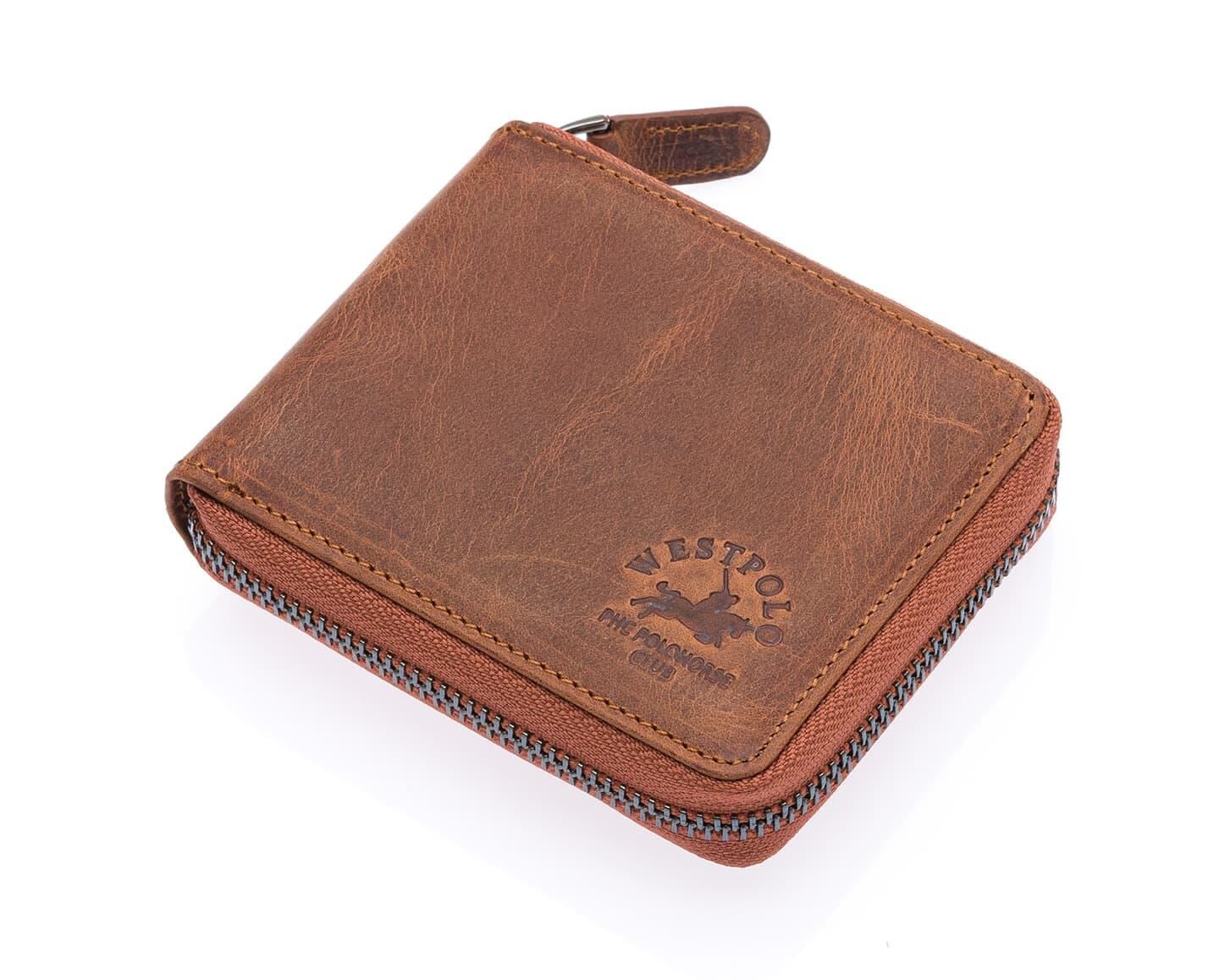 NL2742C-KOYU TABAWestpolo Lion Unisex Bozuk Para Bölmeli Hakiki Eskitme Deri Cüzdan Kartlık - Taba