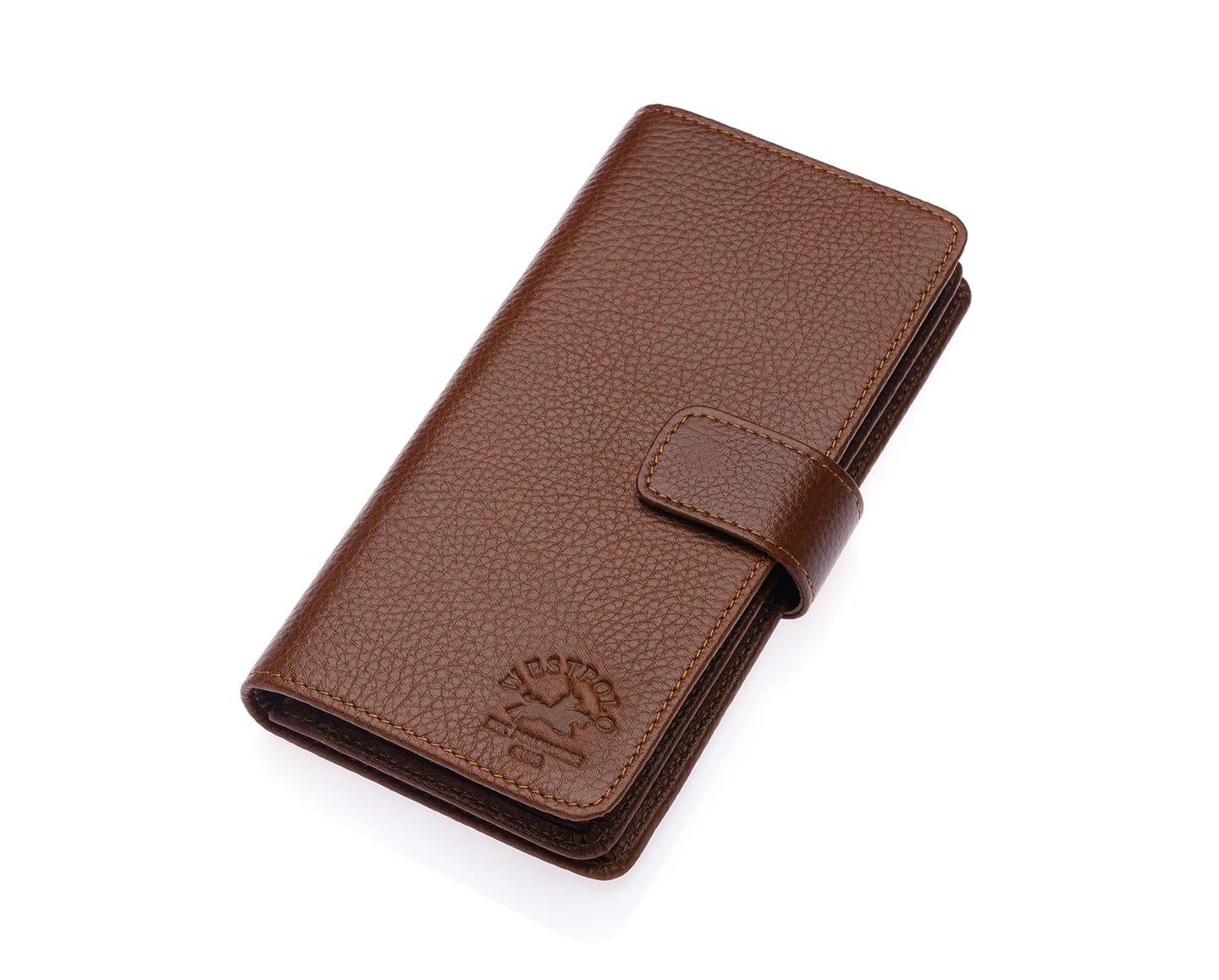 NL2746 - TabaWestpolo  Patlı Hakiki Deri Telefon Bölmeli Bol Kartlık Bölmeli unisex Cüzdan - Taba