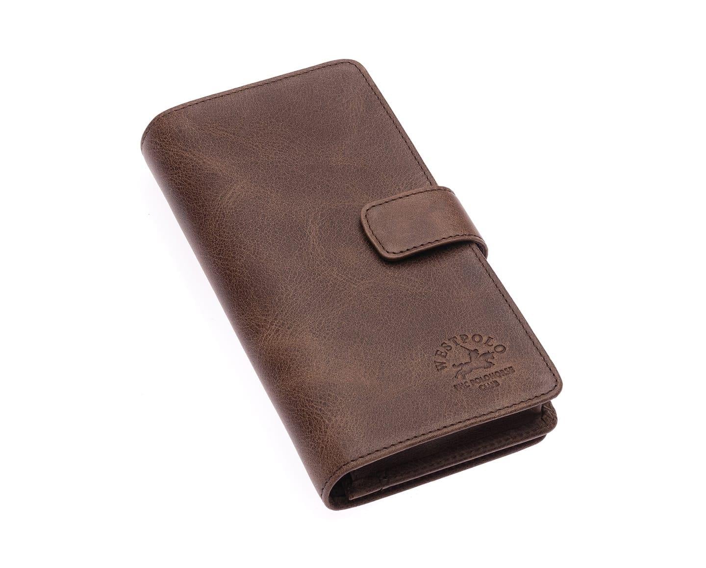 NL2746C -CappuccinoWestpolo  Patlı Hakiki Deri Telefon Bölmeli Bol Kartlık Bölmeli unisex Cüzdan - Cappuccino 