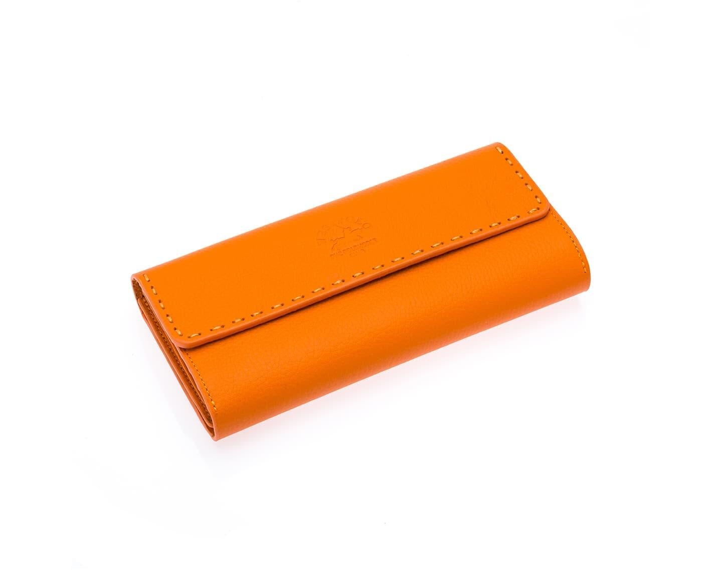 NL443-TURUNCUWestpolo Malone Unisex Hakiki Deri Telefon Bölmeli El Portföyü Cüzdan - Turuncu