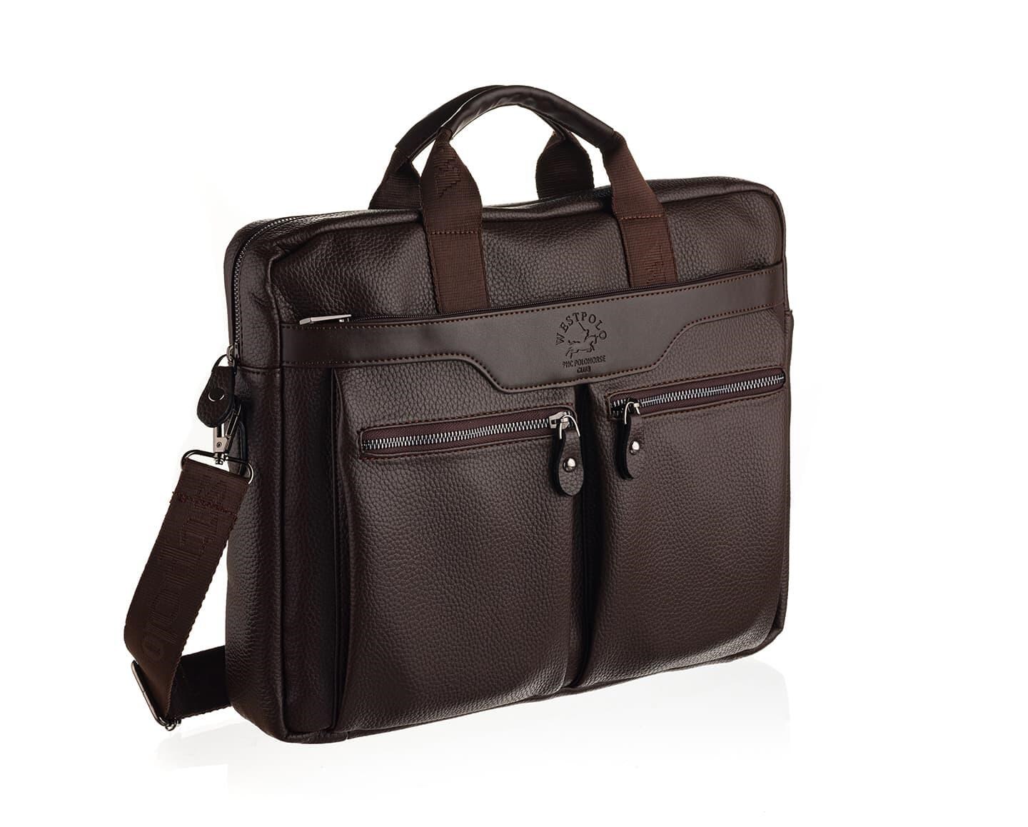 NL6008-KAHVERENGİWestpolo Suya Dayanıklı Deri Erkek Evrak ve Laptop Çantası (15.6 inc) - Kahverengi