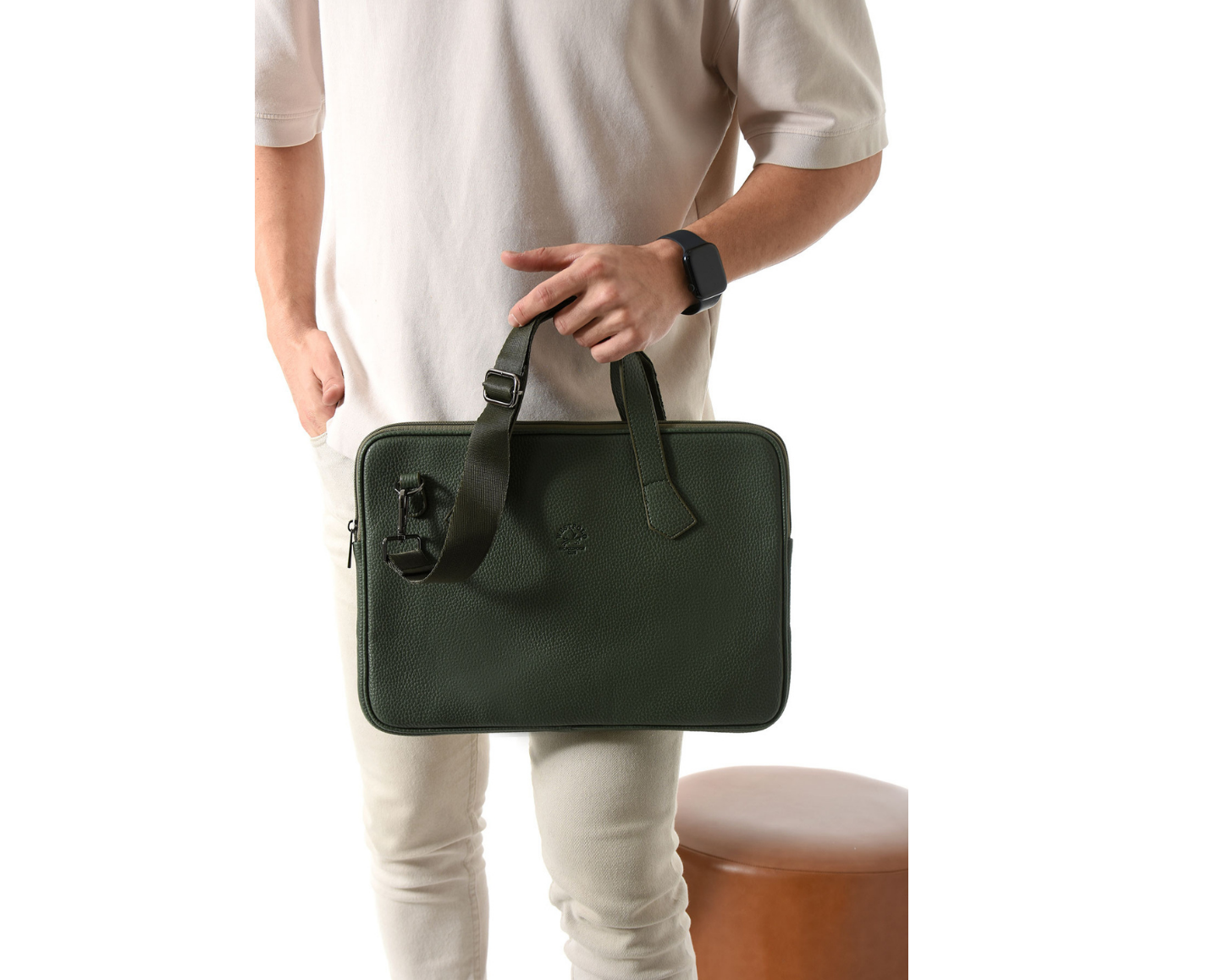 NL6078-HAKİWestpolo Vegan Deri Slim Model El ve Omuz Askılı Laptop Çantası - Haki