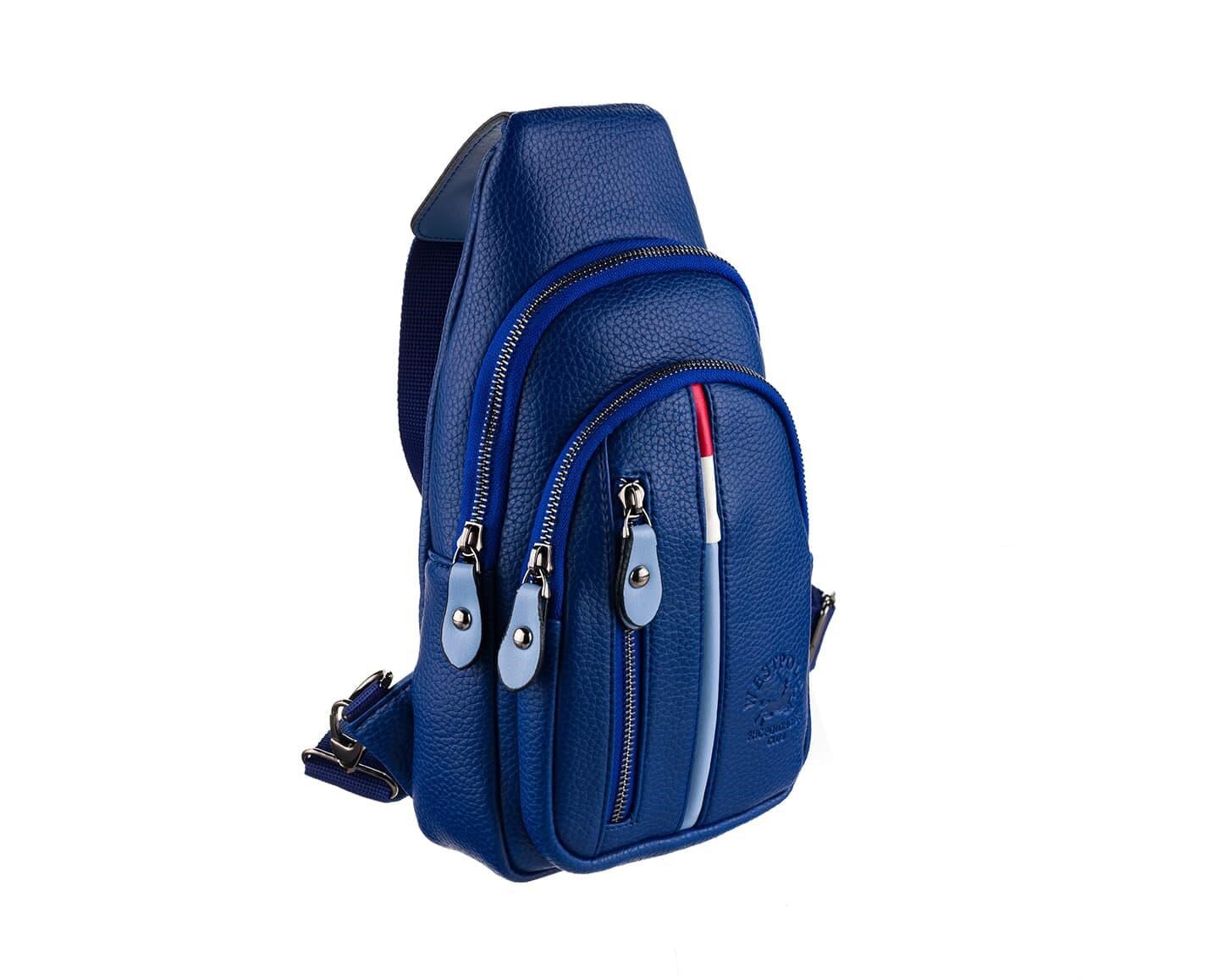 NL7006-MAVİWestpolo Unisex Deri Çapraz Göğüs ve Omuz Çantası Body Bag
 - Mavi