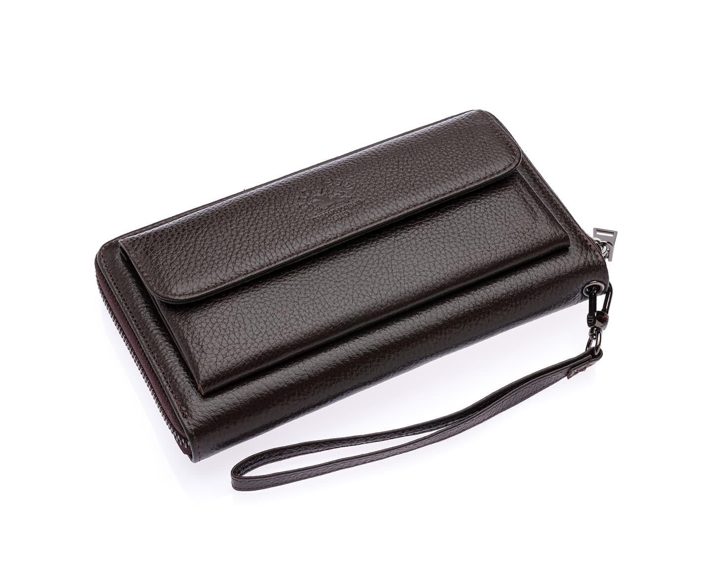 NL7080-KAHVERENGİWestpolo Daisy Unisex Hakiki Deri Telefon Bölmeli Uzun Cüzdan, El Portföyü - Kahverengi