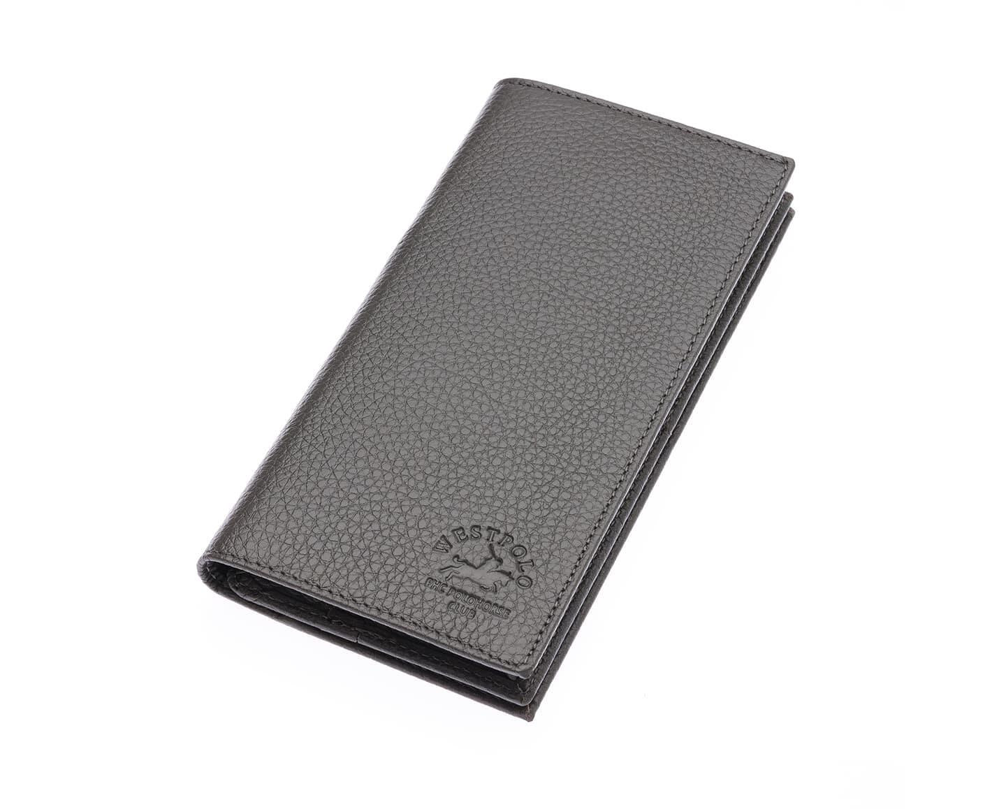 NL877-GRİWestpolo Bard Bol Kart Kapasiteli Hakiki Deri Telefon Bölmeli Unisex Uzun Cüzdan - Gri