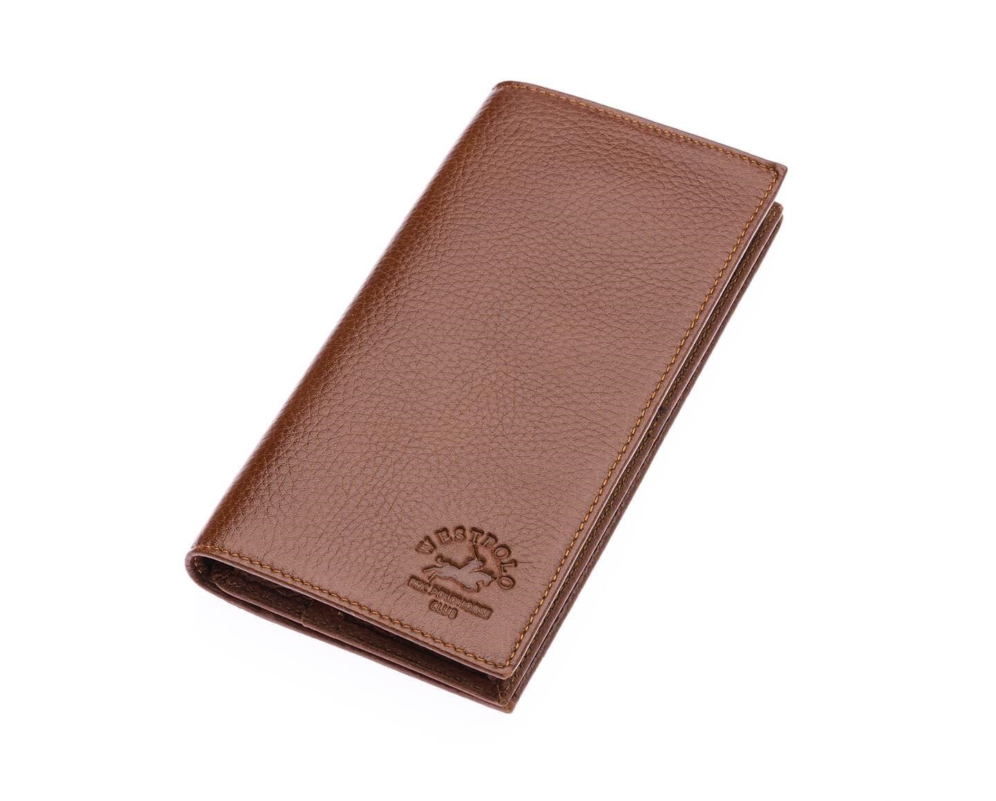 NL877-TABAWestpolo Bard Bol Kart Kapasiteli Hakiki Deri Telefon Bölmeli Unisex Uzun Cüzdan - Taba