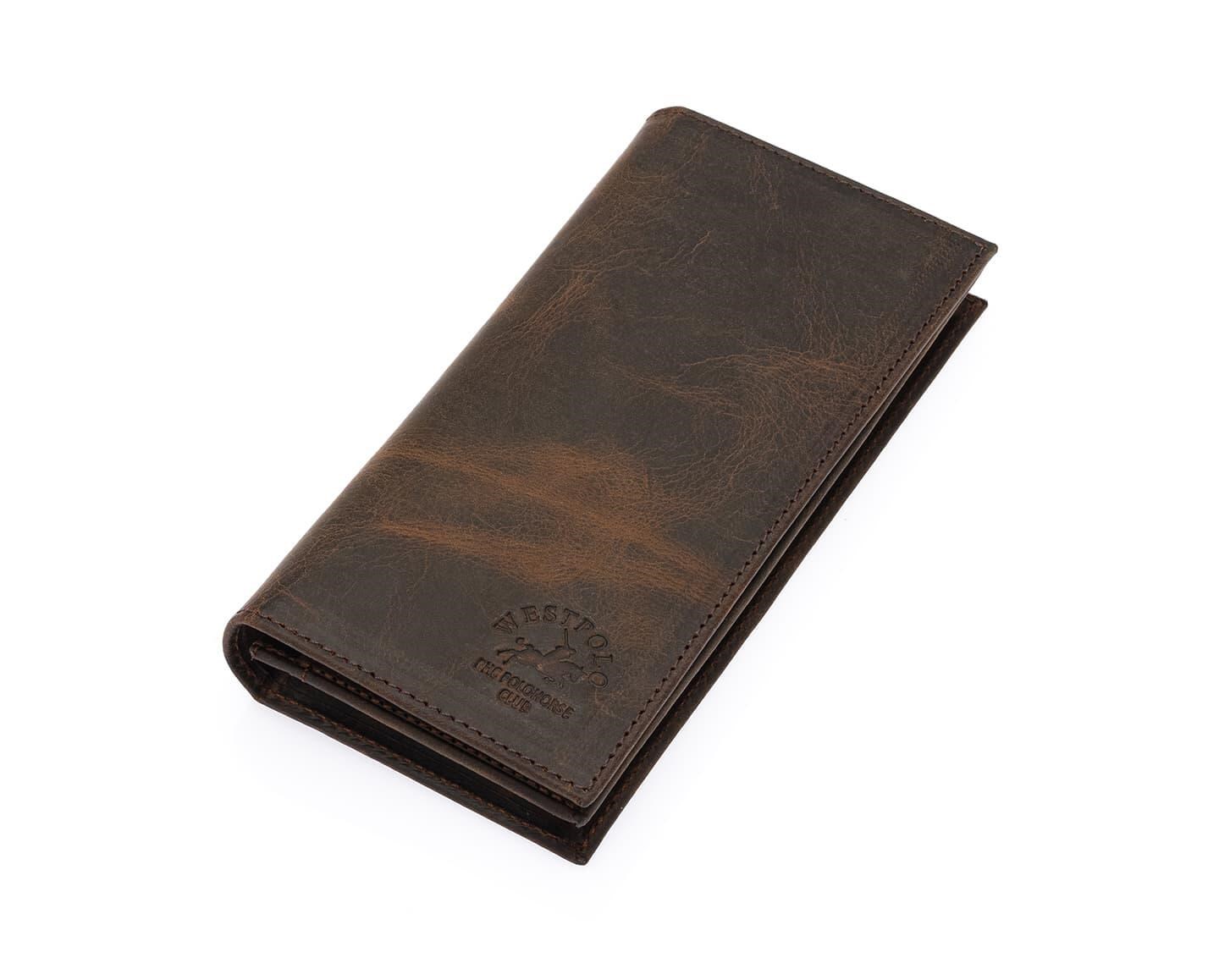 NL977C-KAHVERENGİWestpolo Salvia Bol Kart Kapasiteli Hakiki Eskitme Deri Telefon Bölmeli Uzun Unisex Vintage Cüzdan - Kahverengi