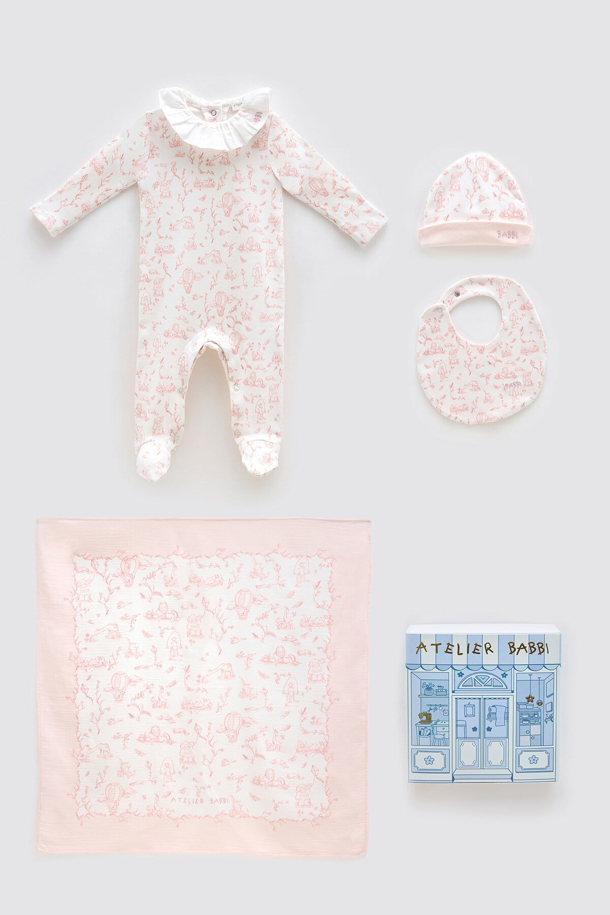 4'Lü Yenidoğan Seti - Toile De Jouy / Pembe