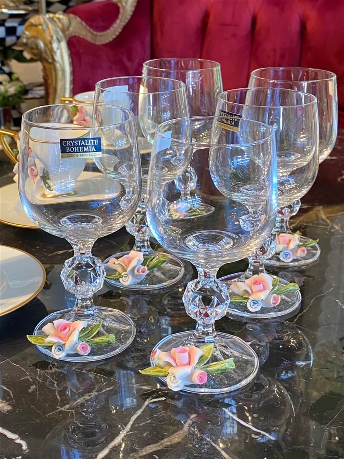 Altı Kişilik Capodimonte Kristal Kahve Yanı Bardak
