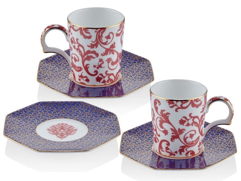 Blooming Baroque - 2li Kahve Fincanı Seti Kırmızı