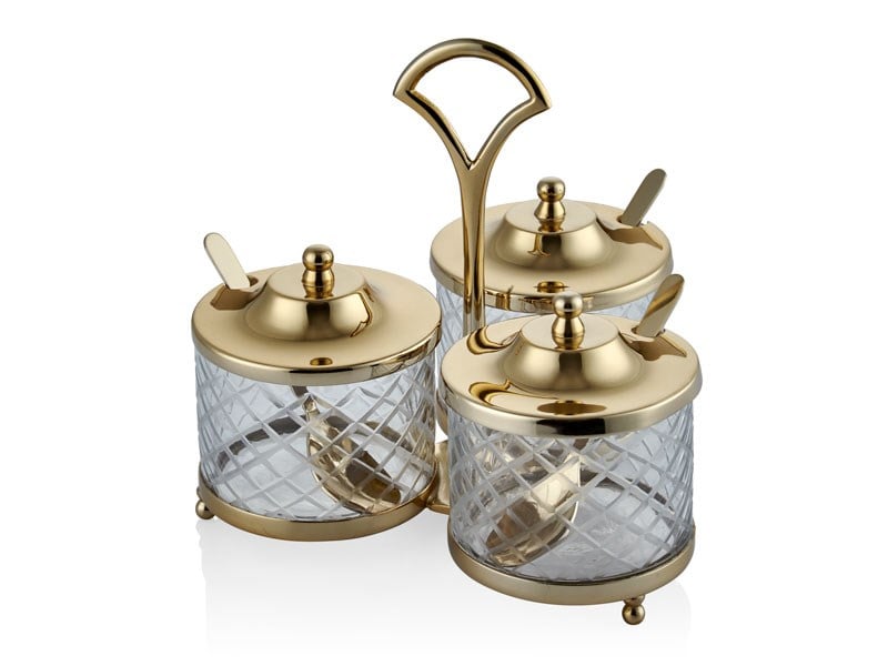 DC STANDLI YUVARLAK 3LU BAHARATLIK SETI GOLD 21X21X19,5 CM