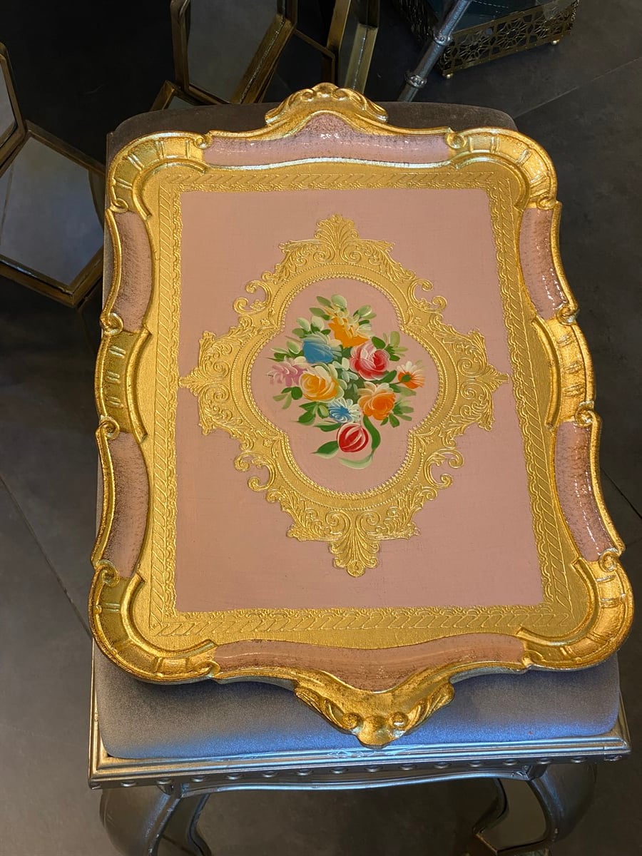 Dikdörtgen Pembe Büyük Boy İtalyan Gül Ağacı Tepsi