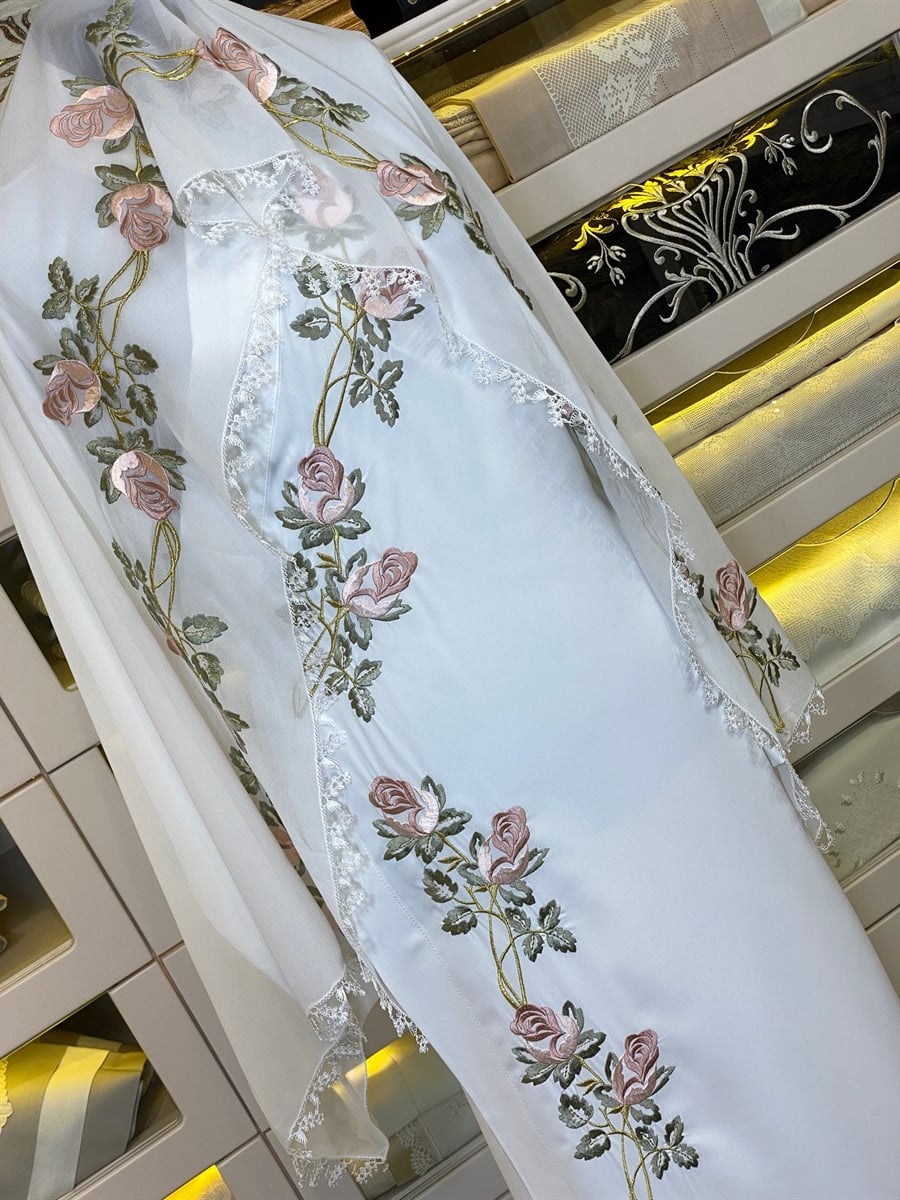 Goncagül Model Nakışlı Namaz Elbise ve Örtüsü