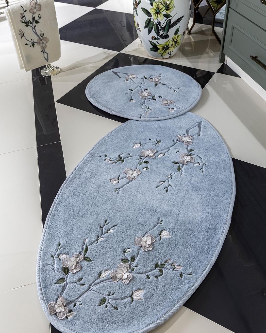 Gri Oval Bahar Dalı Model Paspas Seti