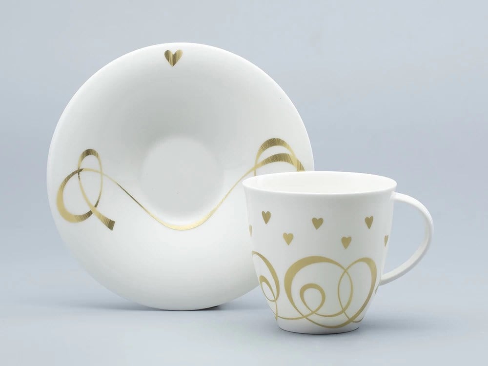 IMPERIAL ÇAY FİNCANI VE FİNCAN TABAĞI. OLİVİA. KALPLER 240 ML