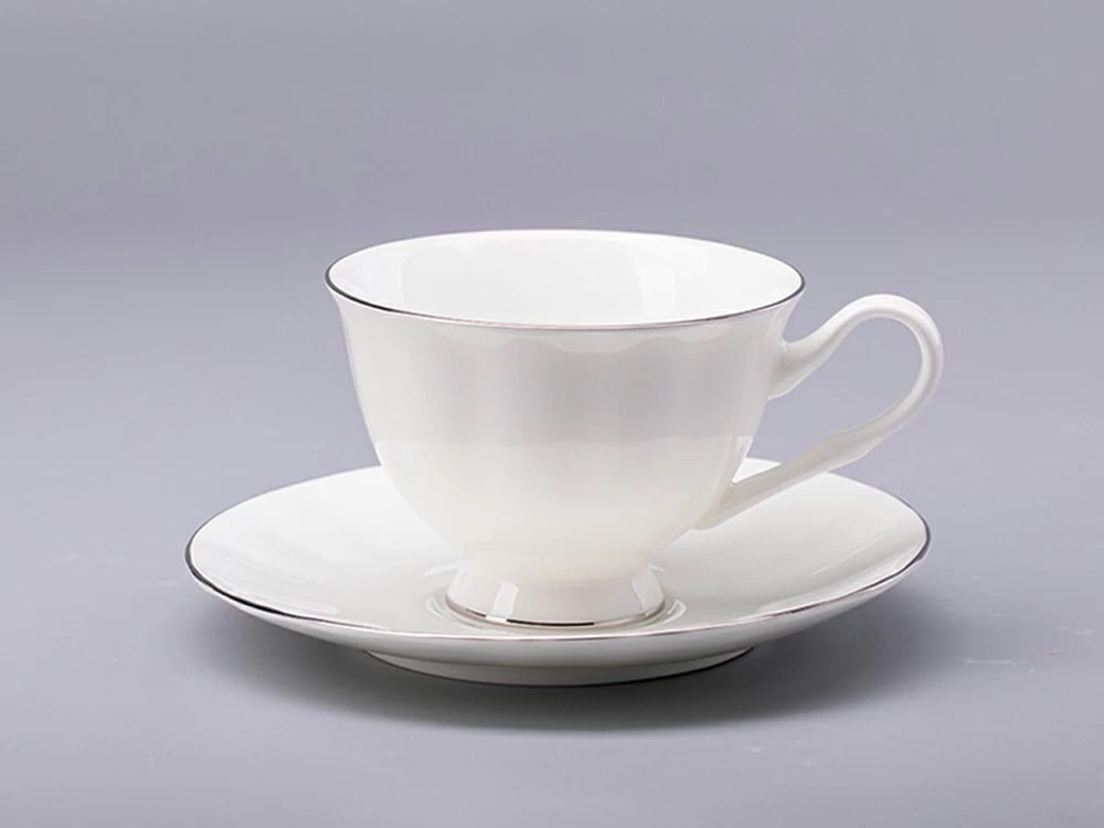 IMPERIAL ÇAY FİNCANI VE FİNCAN TABAĞI. NEGA. PLATİN ŞERİT 220 ML
