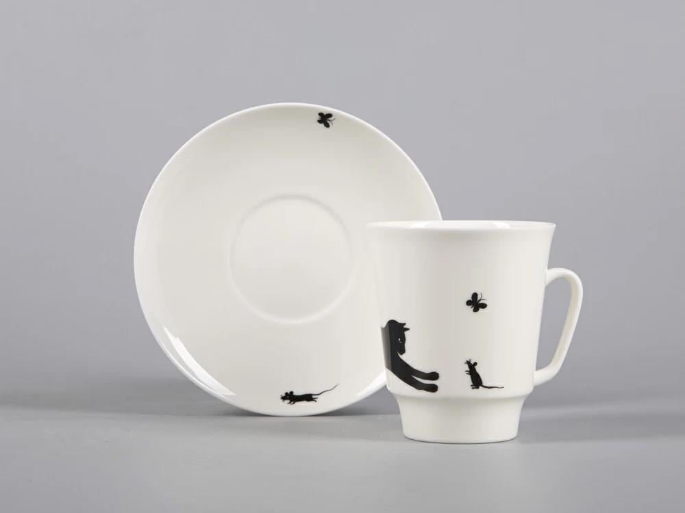 IMPERIAL COFFEE CUP AND SAUCER. MAYSKAYA.CAT AND MOUSE 165 ML