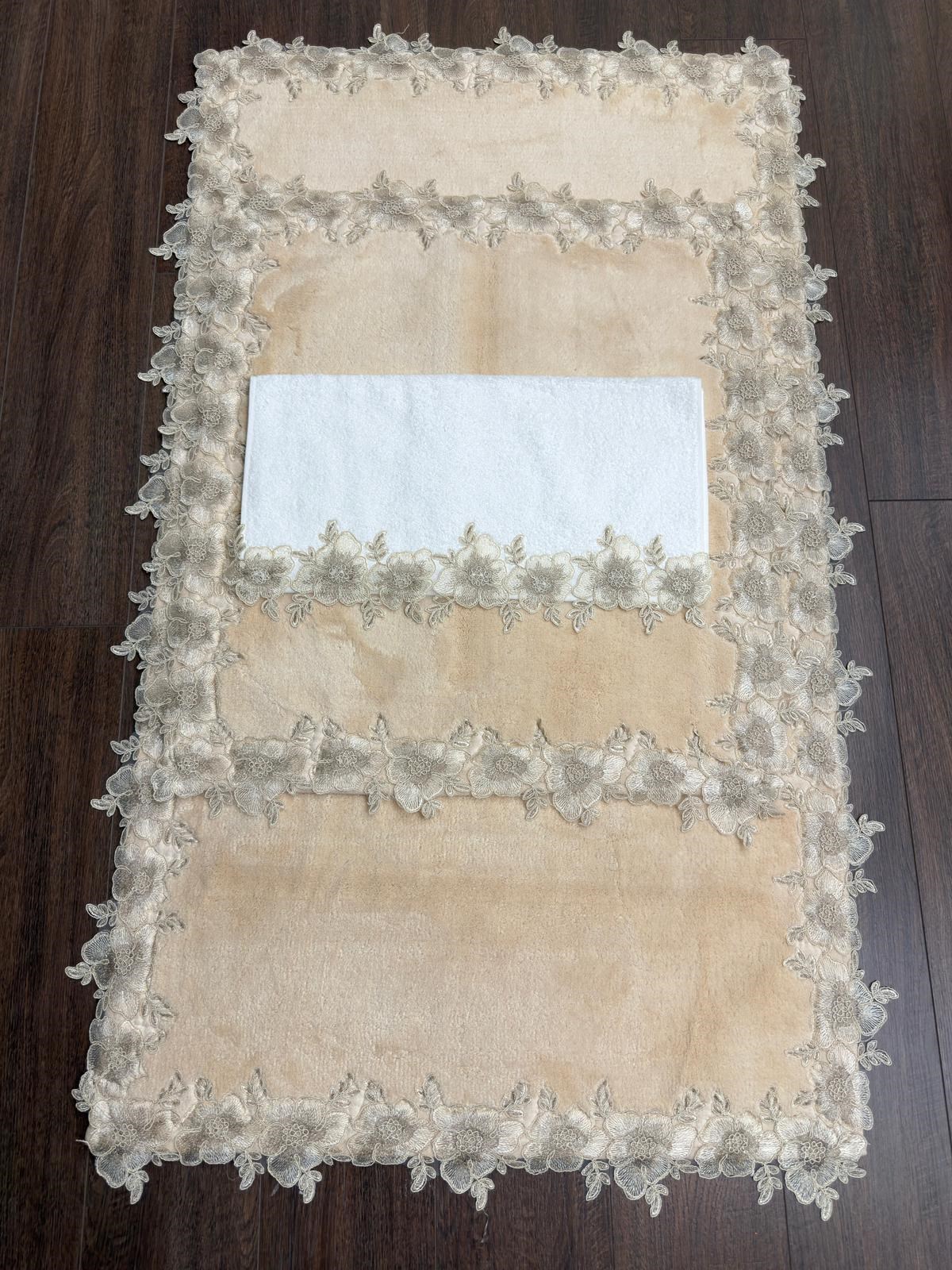Kapiçino Armoni Dantelli 70x120 cm Paspas Takımı