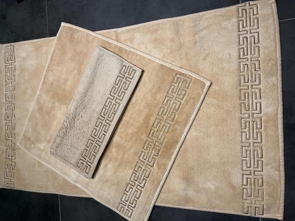 Kapiçino Versace Bronz Nakışlı Dikdörtgen Paspas Takımı